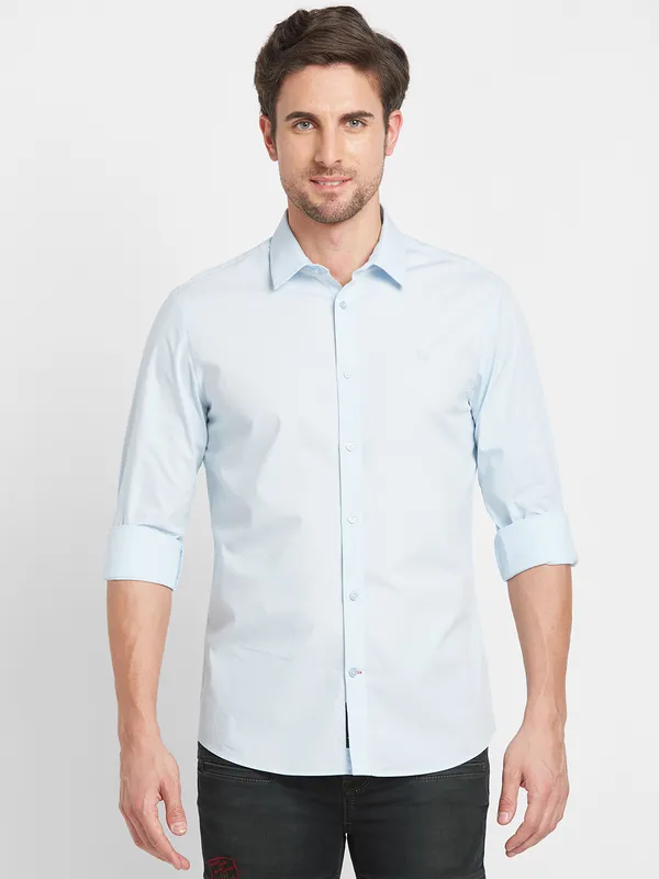 White Slim Fit Regular Collar Men's Shirt by Being Human Clothing main image 1